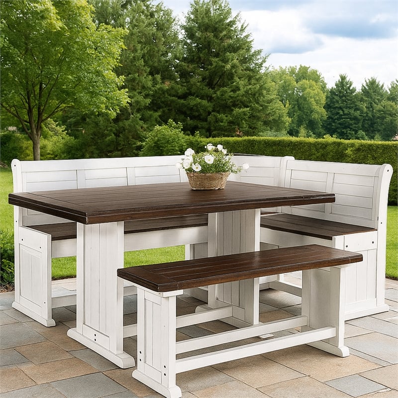 Orso 4pc Counter Height Breakfast Nook Dining Table-Off White Brown