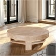 Milan Coffee Table- 32 Inch Round Top- Mango Wood - Open Sled Base