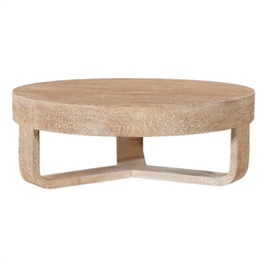 Milan Coffee Table- 32 Inch Round Top- Mango Wood - Open Sled Base