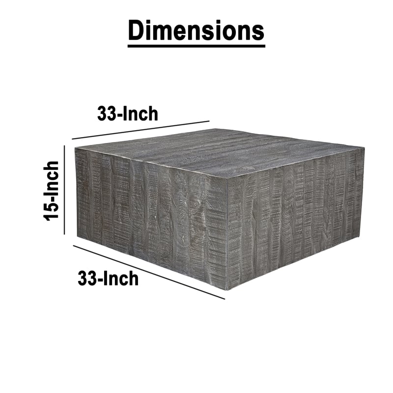 Rydan Coffee Table - 33 Inch Square Block Top - Mango Wood