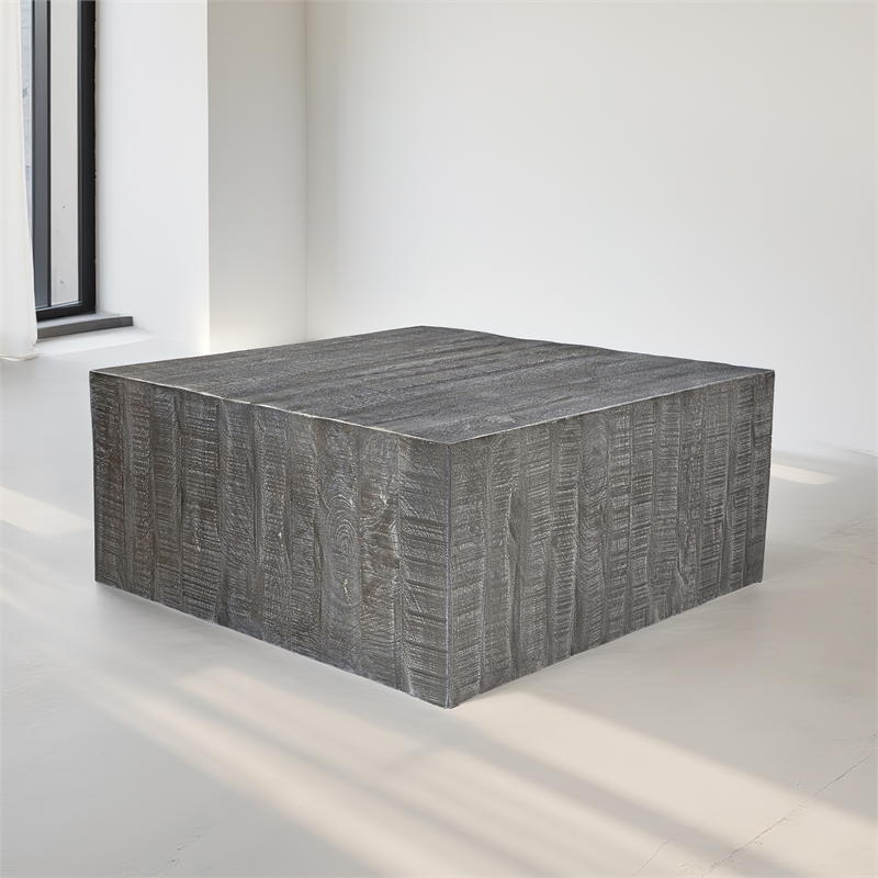 Rydan Coffee Table - 33 Inch Square Block Top - Mango Wood