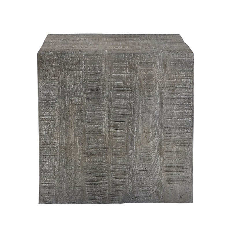 Rydan Side End Table - 19 Inch Square Block Top - Mango Wood