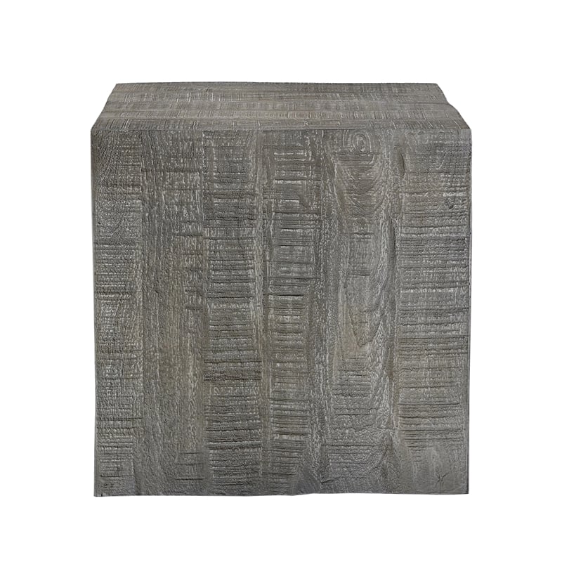 Rydan Side End Table - 19 Inch Square Block Top - Mango Wood