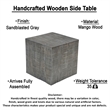 Rydan Side End Table - 19 Inch Square Block Top - Mango Wood