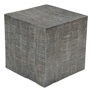 Rydan Side End Table - 19 Inch Square Block Top - Mango Wood