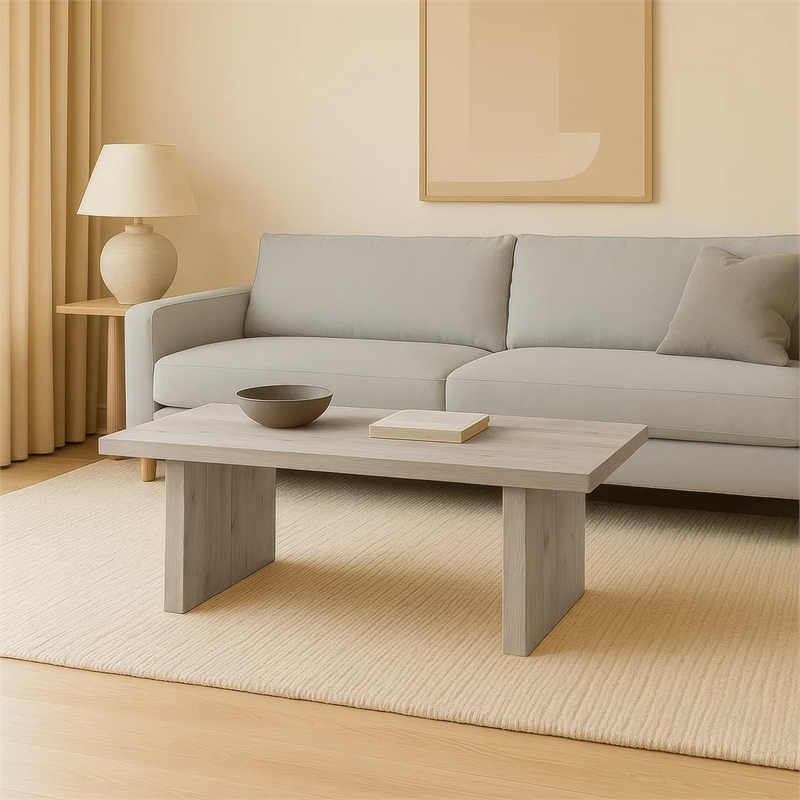 Nira Coffee Table - 48 Inch Rectangular Top - Handcrafted Acacia Wood