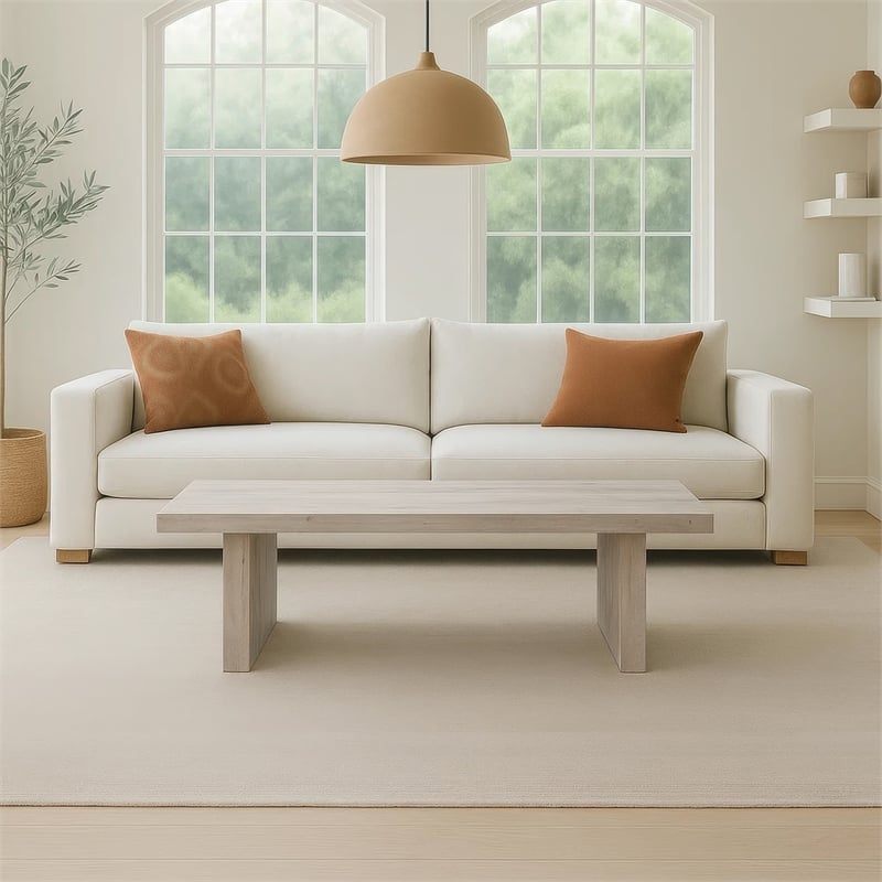 Nira Coffee Table - 48 Inch Rectangular Top - Handcrafted Acacia Wood