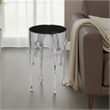 Capri Side End Table - 24.75 Inch Round Glass Top - Melting Drip Design - Silver