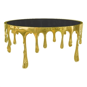 Capri Coffee Table - 36 Inch Round Glass Top - Melting Drip Design