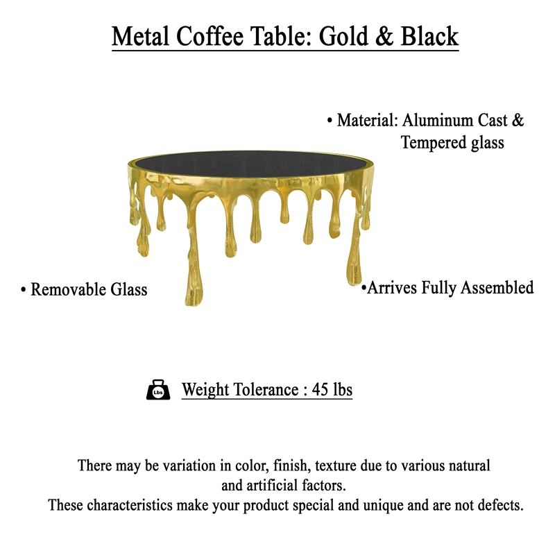 Capri Coffee Table - 36 Inch Round Glass Top - Melting Drip Design