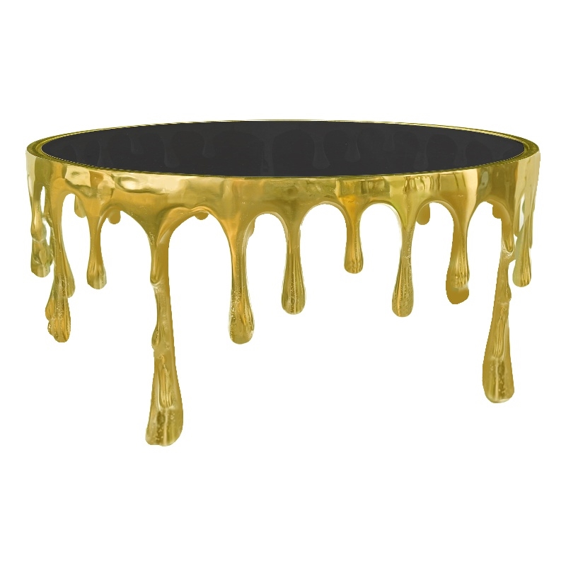 Capri Coffee Table - 36 Inch Round Glass Top - Melting Drip Design