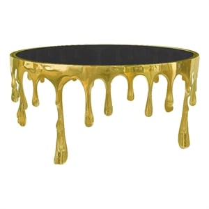 Capri Coffee Table - 36 Inch Round Glass Top - Melting Drip Design