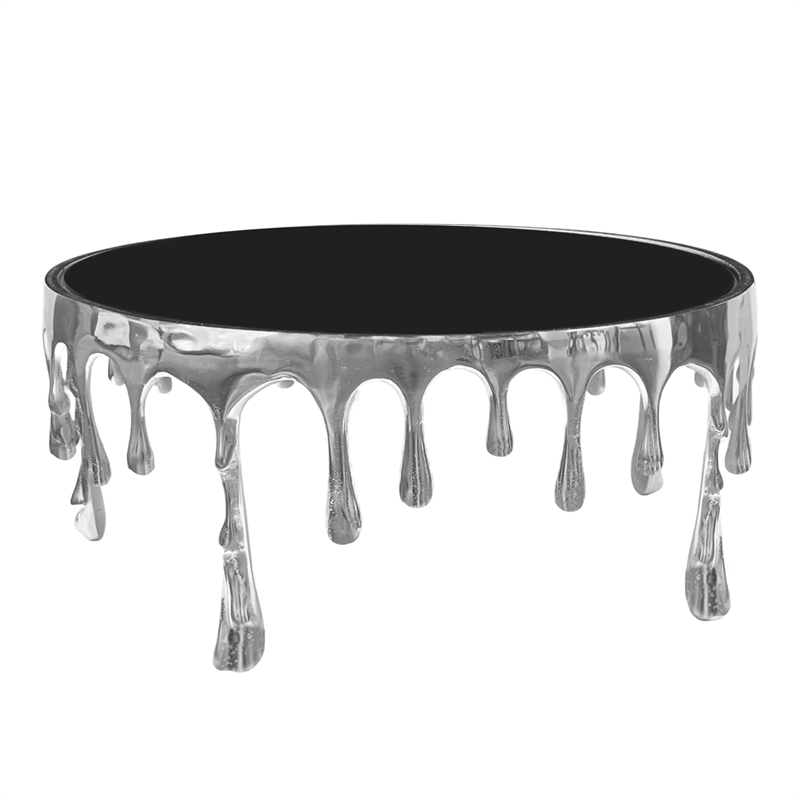 Capri Coffee Table - 36 Inch Round Glass Top - Melting Drip Design