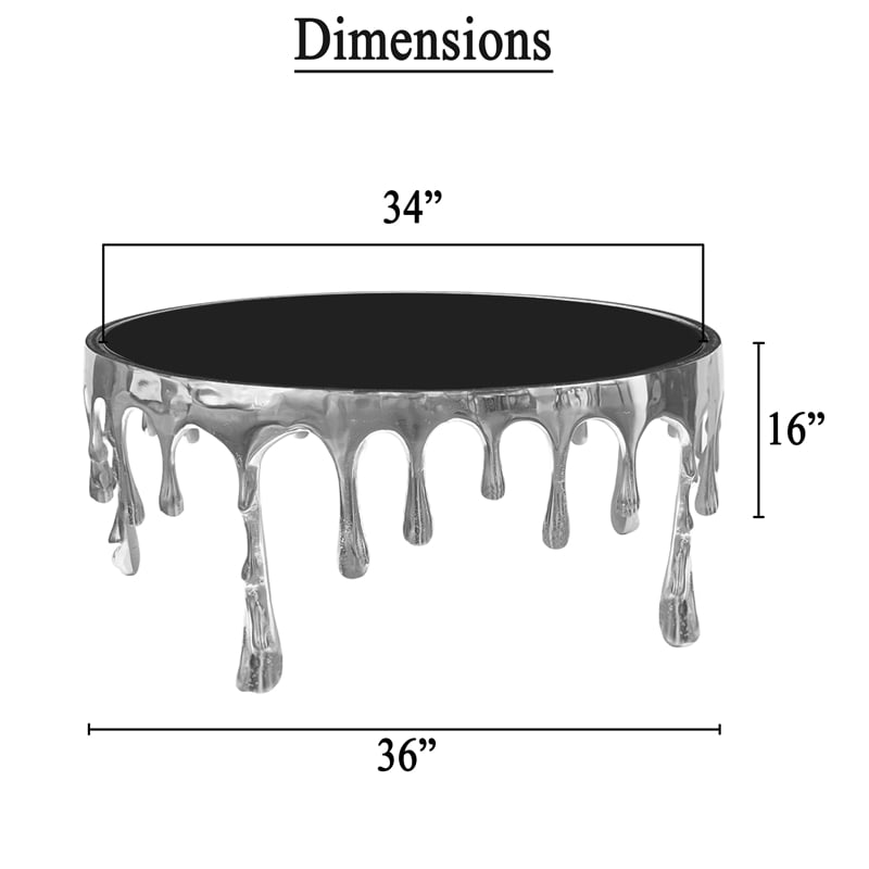 Capri Coffee Table - 36 Inch Round Glass Top - Melting Drip Design