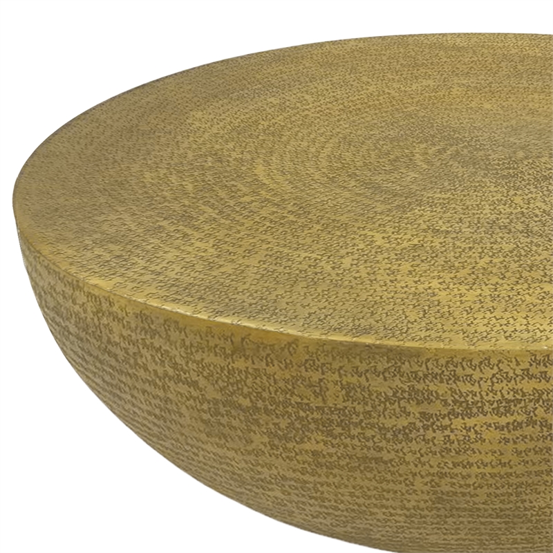 Terminus Coffee Table- 36 Inch Round Bowl Base with Hand Etched Texture