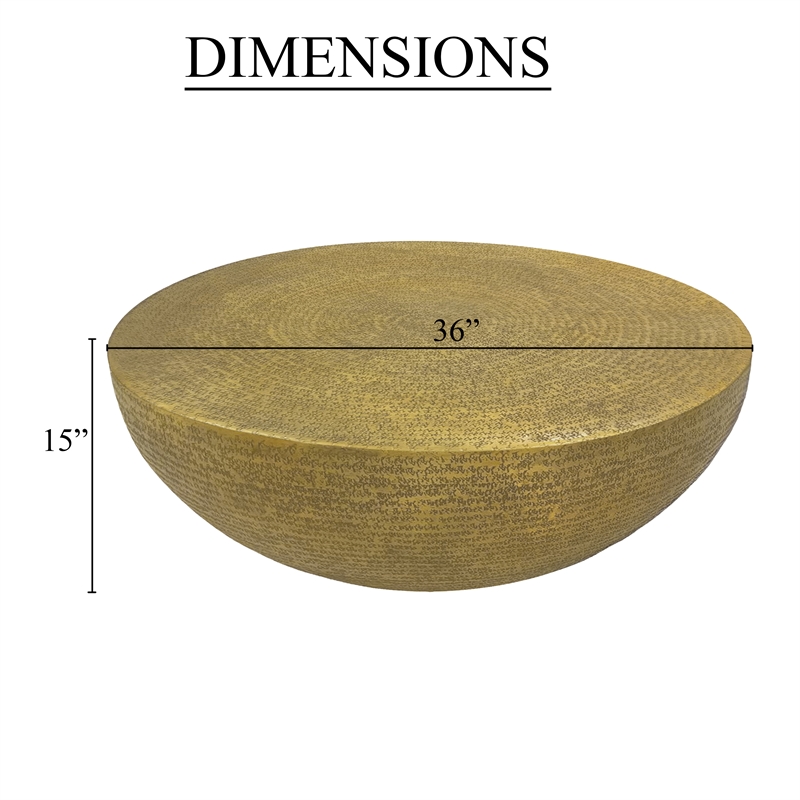 Terminus Coffee Table- 36 Inch Round Bowl Base with Hand Etched Texture
