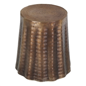 Liora 19&quot Side End Table - Handcrafted Aluminum - Hammered Round Design