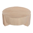 Joana Coffee Table- 35 Inch Round Drum Shape with 3 Legs- Sandblasted Mango Wood