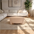 Joana Coffee Table- 35 Inch Round Drum Shape with 3 Legs- Sandblasted Mango Wood