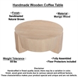Joana Coffee Table- 35 Inch Round Drum Shape with 3 Legs- Sandblasted Mango Wood