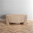 Joana Coffee Table- 35 Inch Round Drum Shape with 3 Legs- Sandblasted Mango Wood