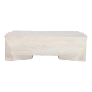 Joanie Coffee Table - 45&quot Rectangular Handcrafted Mango Wood - Asymmetric Base