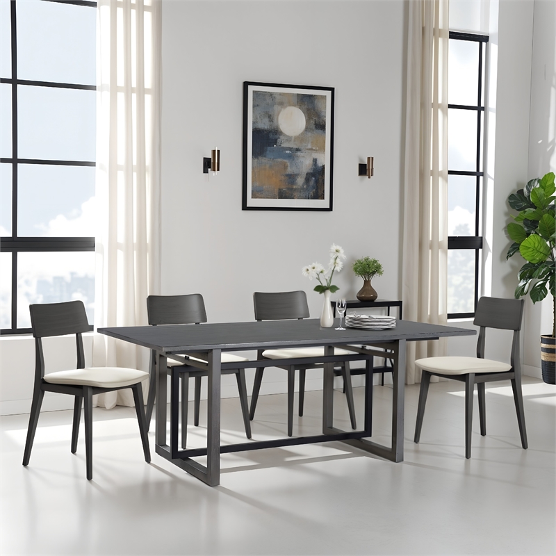 St Tropez Dining Table- 72 Inch Mango Wood Top with Iron Trestle Base- 6 Seater