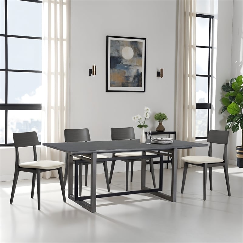 St Tropez Dining Table- 72 Inch Mango Wood Top with Iron Trestle Base- 6 Seater