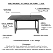 St Tropez Dining Table- 72 Inch Mango Wood Top with Iron Trestle Base- 6 Seater