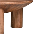 Meridian Coffee Table- 38 Inch Round Top- 3 Column Pillar Legs- Mango Wood