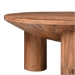 Meridian Coffee Table- 38 Inch Round Top- 3 Column Pillar Legs- Mango Wood