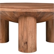 Meridian Coffee Table- 38 Inch Round Top- 3 Column Pillar Legs- Mango Wood