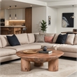 Meridian Coffee Table- 38 Inch Round Top- 3 Column Pillar Legs- Mango Wood
