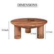 Meridian Coffee Table- 38 Inch Round Top- 3 Column Pillar Legs- Mango Wood