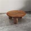Meridian Coffee Table- 38 Inch Round Top- 3 Column Pillar Legs- Mango Wood