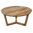 Nina 30 inch Round Mango Wood Coffee Table - Handcrafted- Sturdy 3-Leg Sled Base
