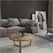 Nina 30 inch Round Mango Wood Coffee Table - Handcrafted- Sturdy 3-Leg Sled Base