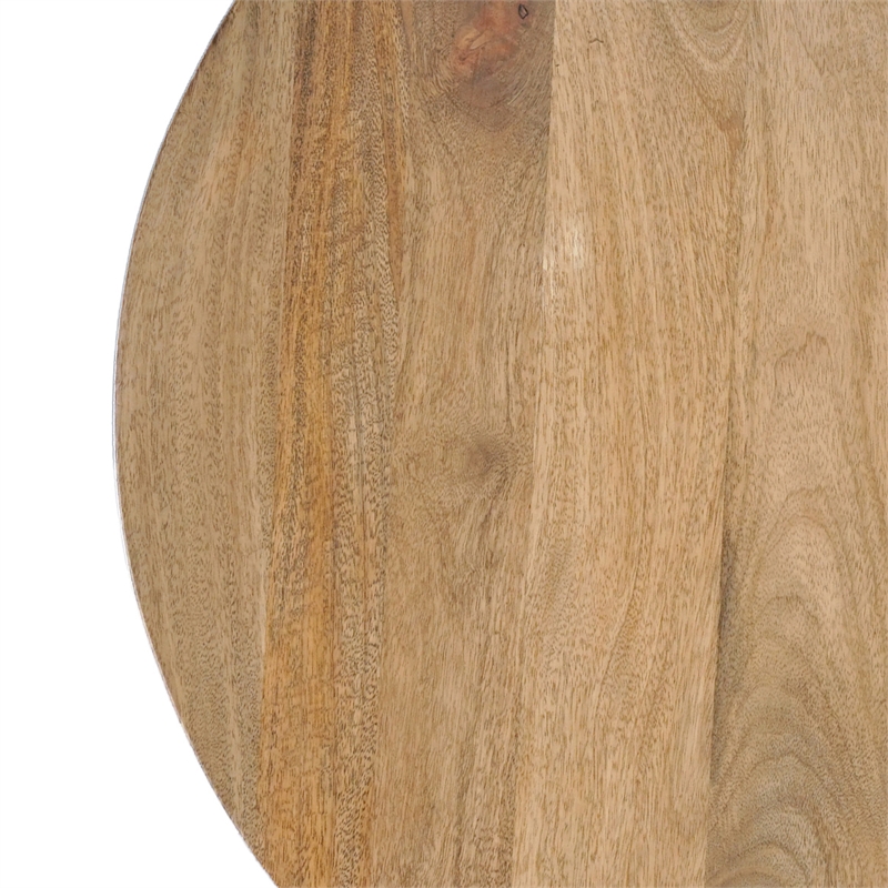 Nina 30 inch Round Mango Wood Coffee Table - Handcrafted- Sturdy 3-Leg Sled Base