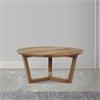 Nina 30 inch Round Mango Wood Coffee Table - Handcrafted- Sturdy 3-Leg Sled Base