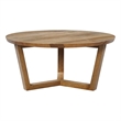 Nina 30 inch Round Mango Wood Coffee Table - Handcrafted- Sturdy 3-Leg Sled Base