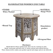 Accent Side Table- 24 Inch Round Top- Mango Wood Floral Cut Out Carved Motifs