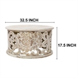 Alina Coffee Table Handcrafted Mango Wood Floral Carved Cut Out Design 33 Inch