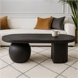 Uri 38 Inch Oval Coffee Table- Mango Wood Full and Half Spherical Leg