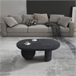 Uri 38 Inch Oval Coffee Table- Mango Wood Full and Half Spherical Leg