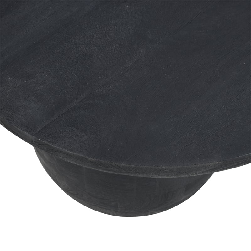 Uri 38 Inch Oval Coffee Table- Mango Wood Full and Half Spherical Leg