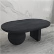 Uri 38 Inch Oval Coffee Table- Mango Wood Full and Half Spherical Leg