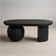 Uri 38 Inch Oval Coffee Table- Mango Wood Full and Half Spherical Leg