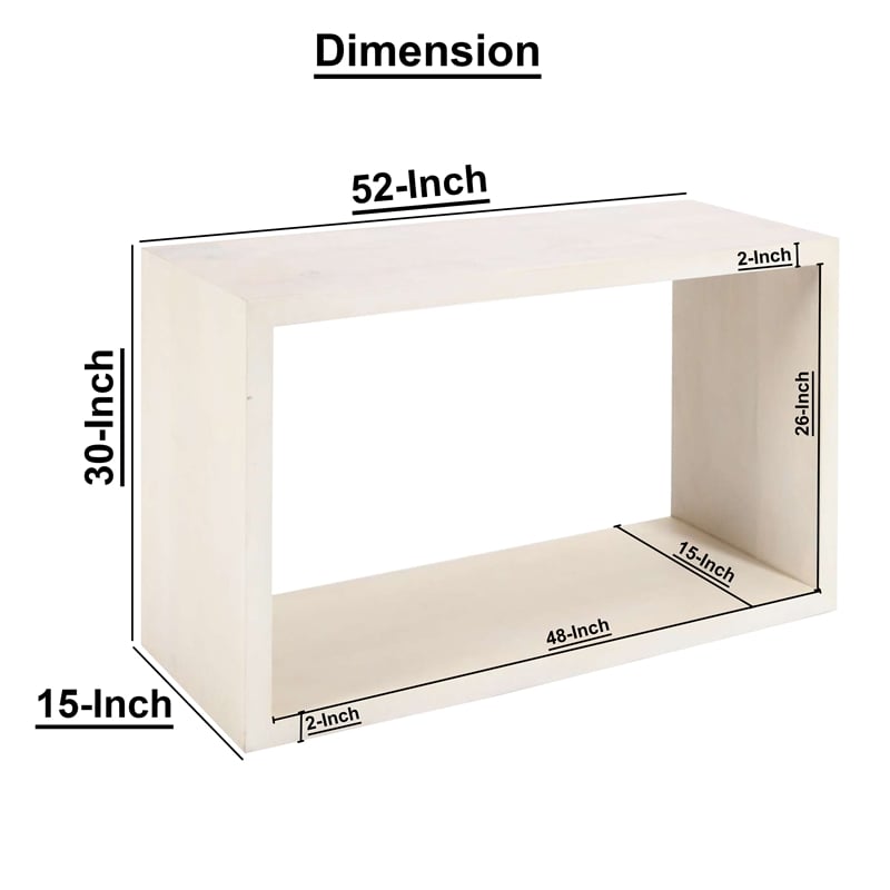 Keli 52 Inch Sofa Console Table- Mango Wood Handcrafted Open Frame