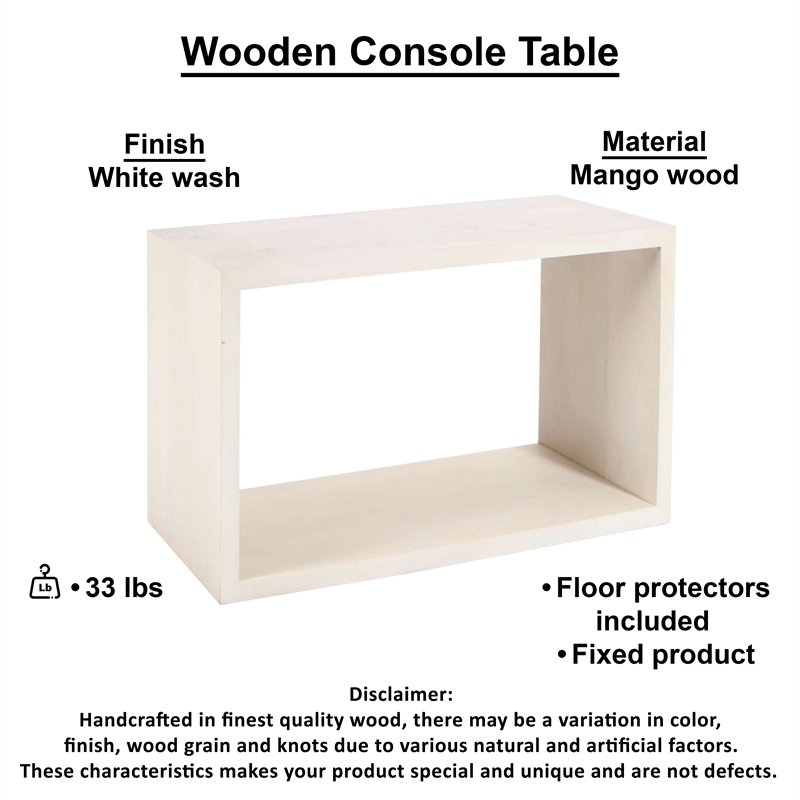 Keli 52 Inch Sofa Console Table- Mango Wood Handcrafted Open Frame