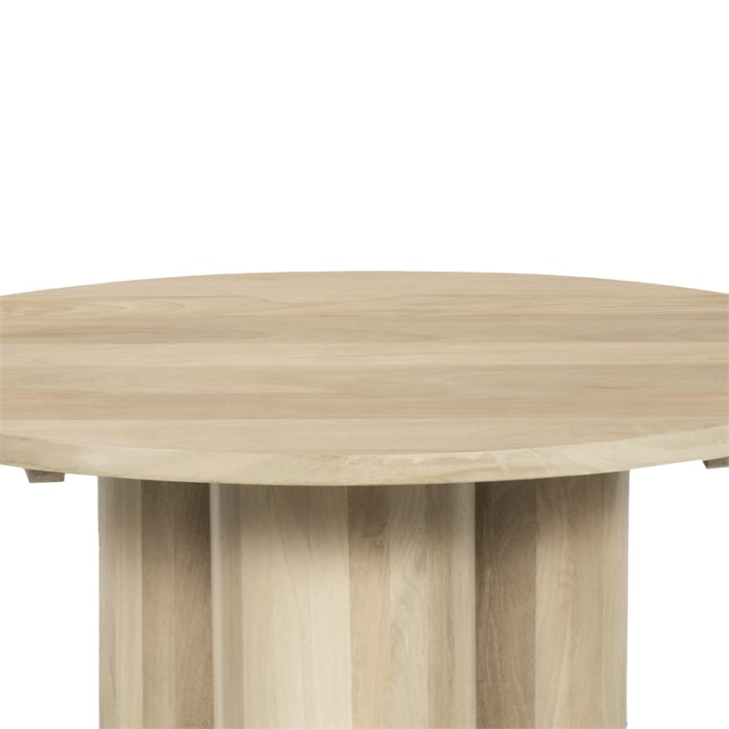 Hazel Coffee Table with 3 Pillar Legs- 35.5 Inch Round Top- Mango Wood
